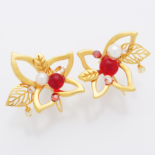 まどかさま売約済みかんざし〈Bouquet・sepiaポインセチア・盛り〉