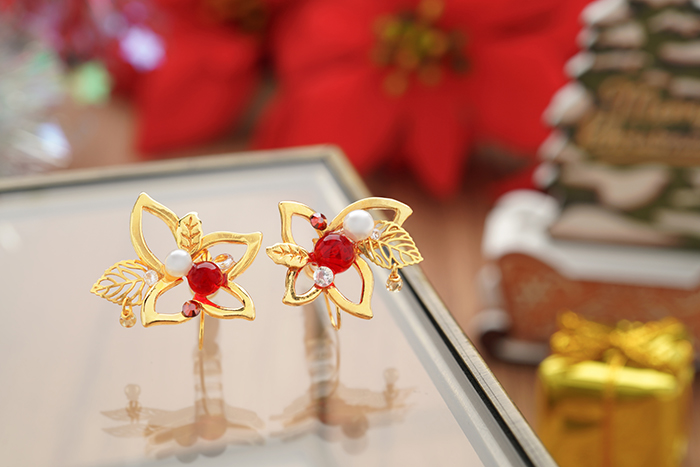 まどかさま売約済み　かんざし〈Bouquet・sepiaポインセチア・盛り〉 まどかさま売約済みかんざし〈Bouquet・sepiaポインセチア・盛り〉